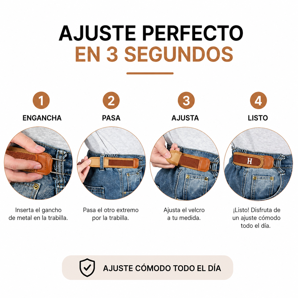 Cinturón elástico ajustable sin hebilla