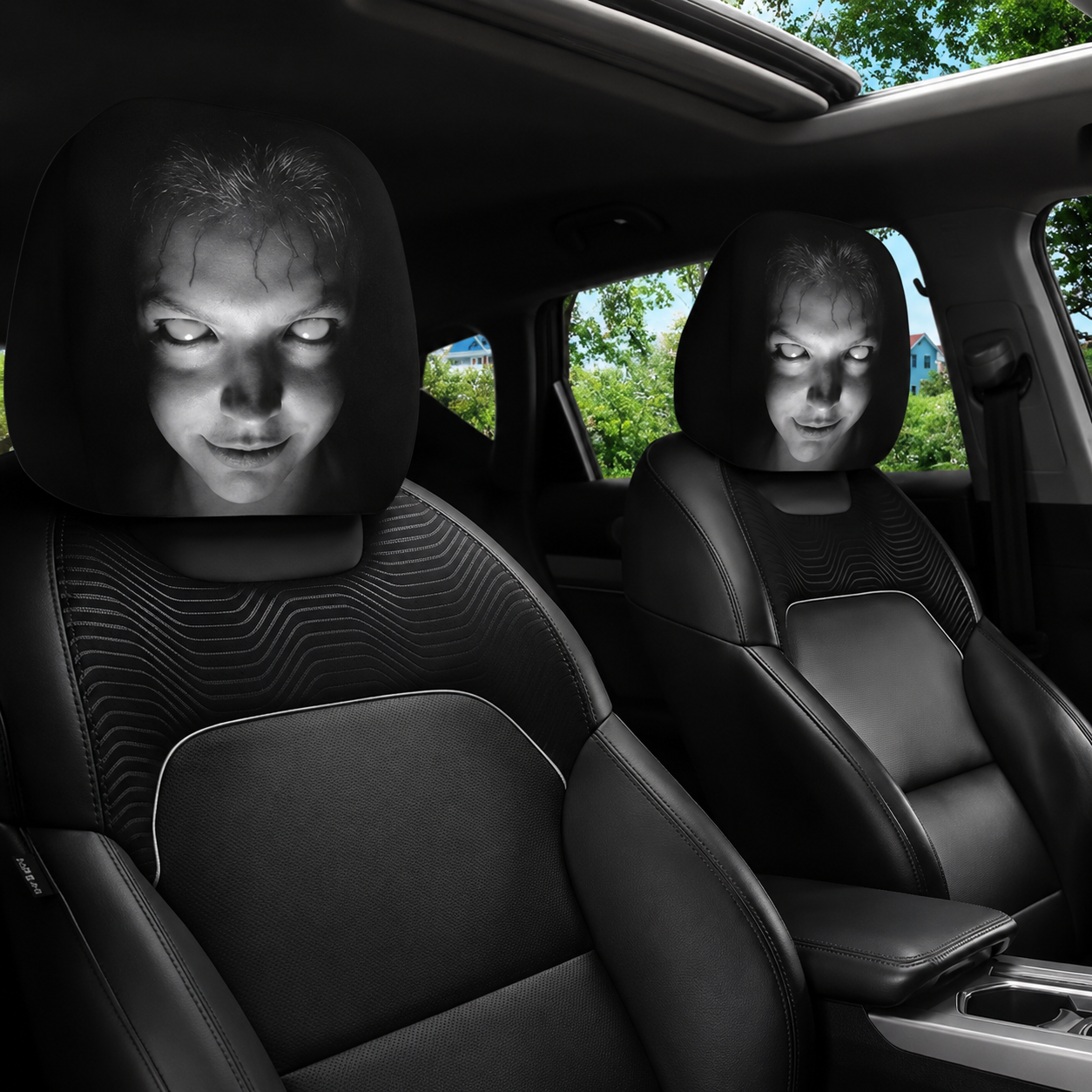 Grinning headrest cover