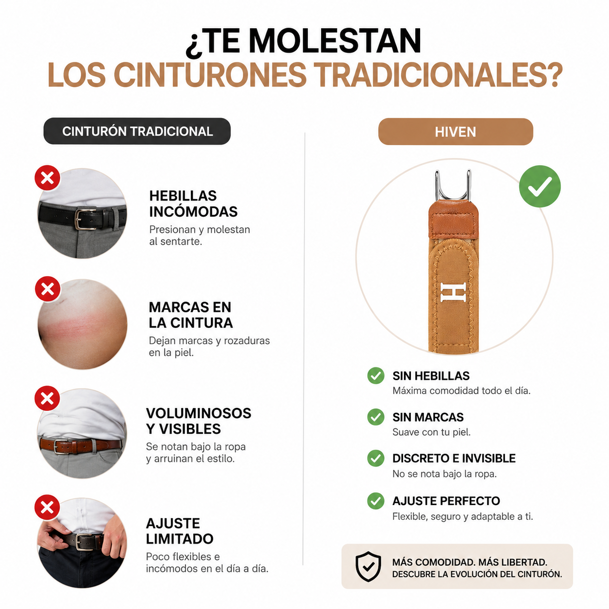 Cinturón elástico ajustable sin hebilla